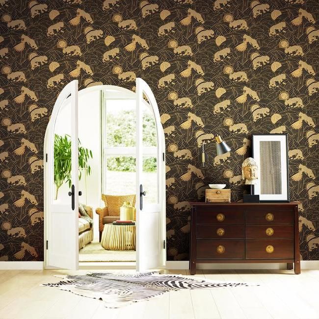 Обои Ronald Redding Tea Garden Tibetan Tigers AF6550 фото в интерьере